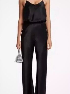 Jason Wu Black Satin Wide-Leg  Satin Pants